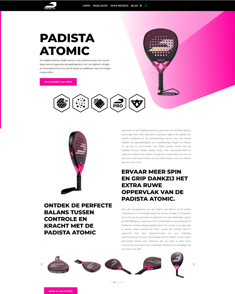 Padista Padelracket website maken Padista Padelracket website maken