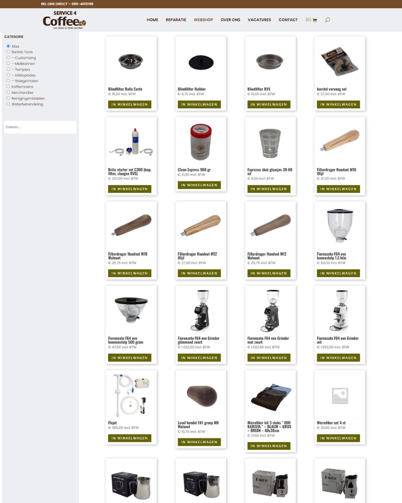 Webshop gemaakt voor Service4coffee Webshop gemaakt voor Service4coffee