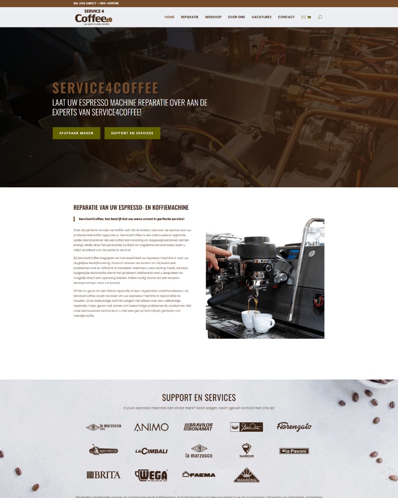 Website gemaakt voor Service4coffee Website gemaakt voor Service4coffee